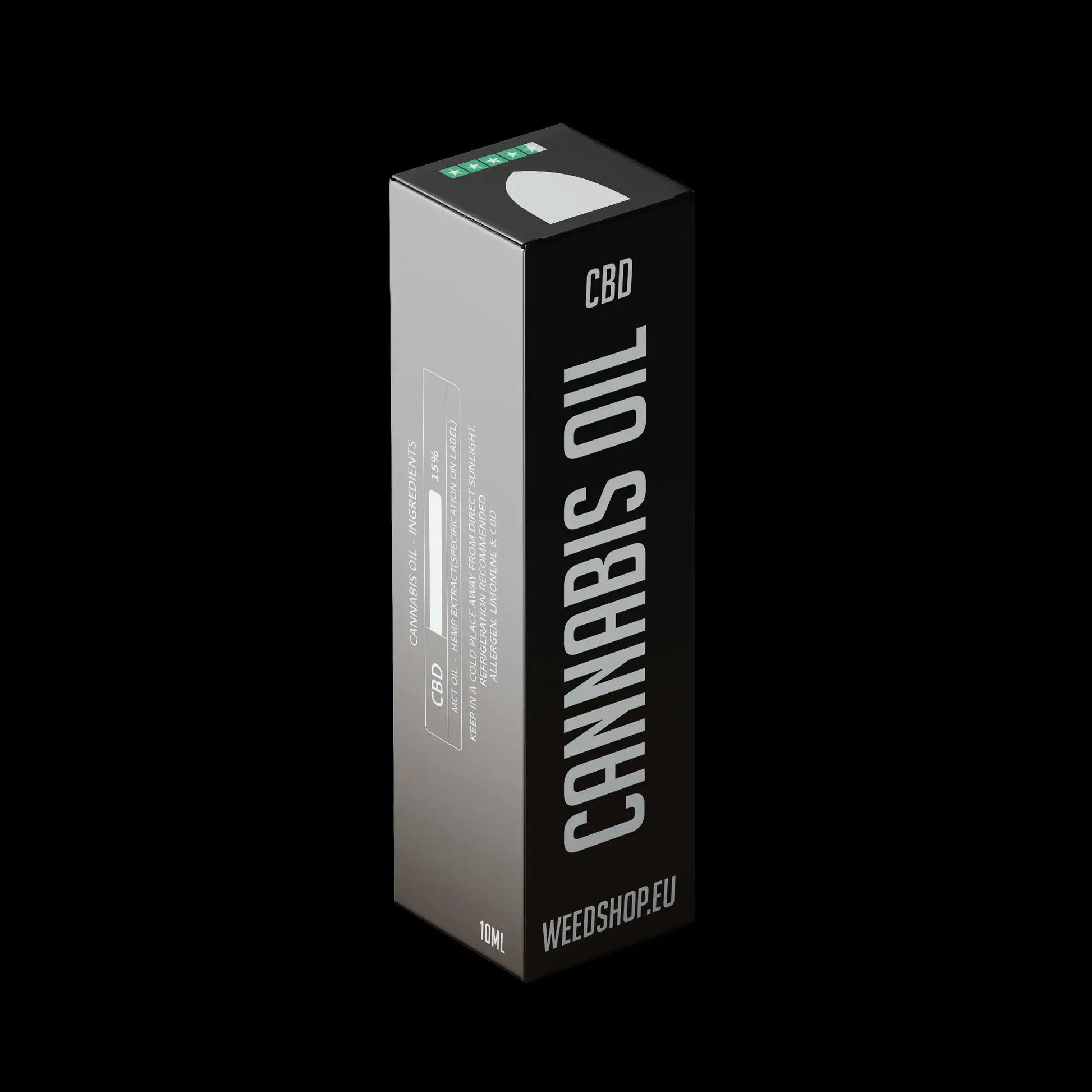 CBD oil 15% full spectrum 10ml bottle packaging